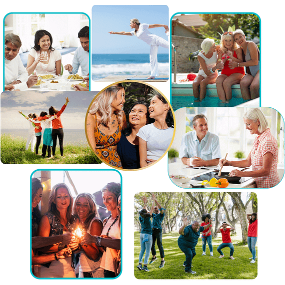 happy collage enjoying time off